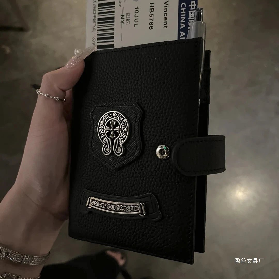 Chrome Hearts Black Leather Passport Holder