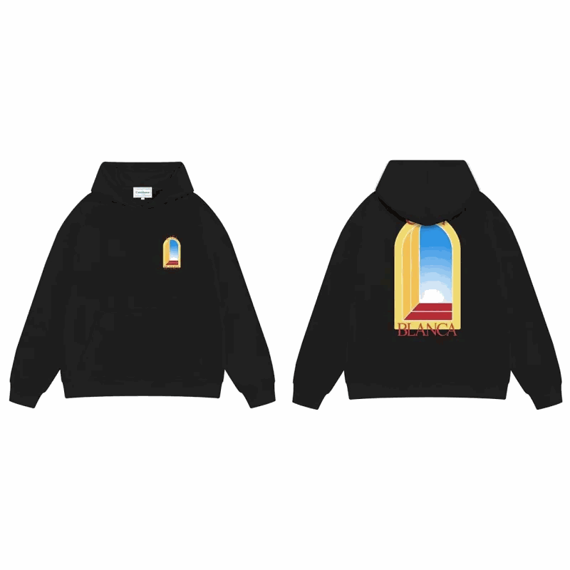 Blanca Black Hoodie with Window Print