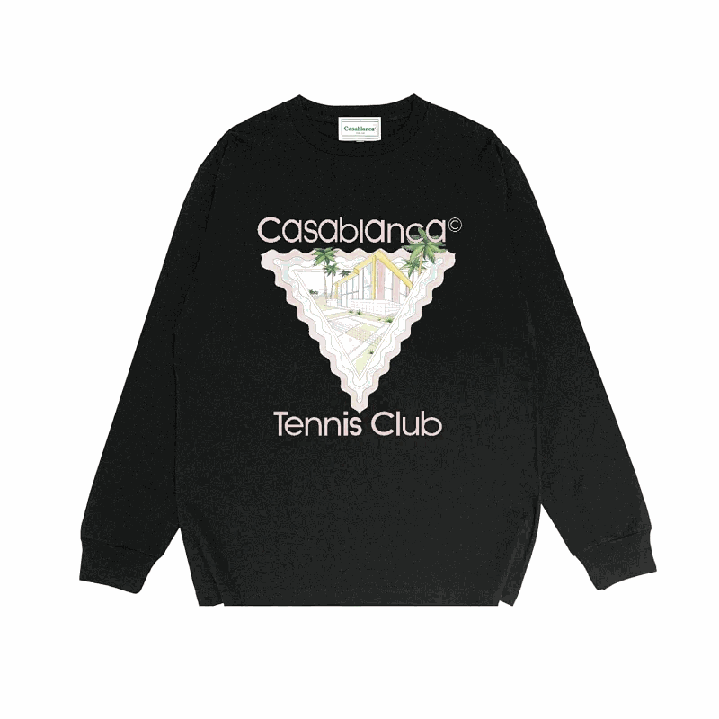 Casablanca Black Long Sleeve Tennis Club T-Shirt
