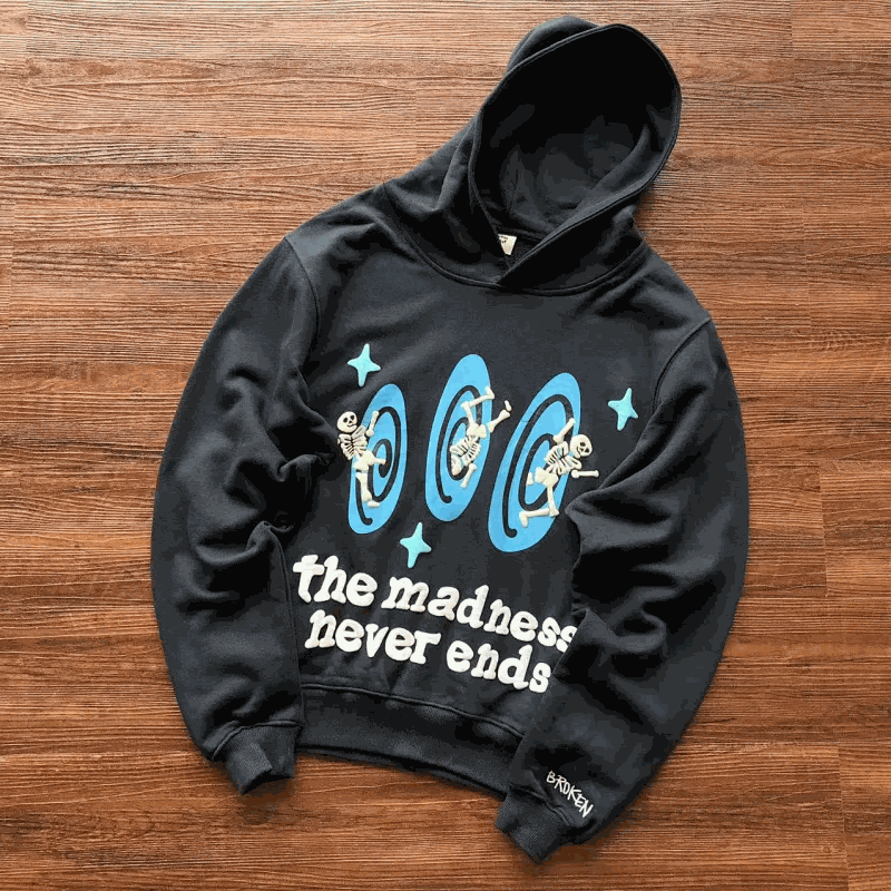 Black Hooded Sweatshirt with Skeleton Print