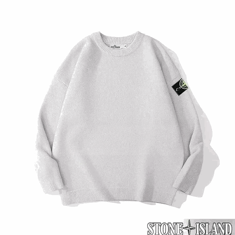 Stone Island Grey Round Neck Knit Sweater