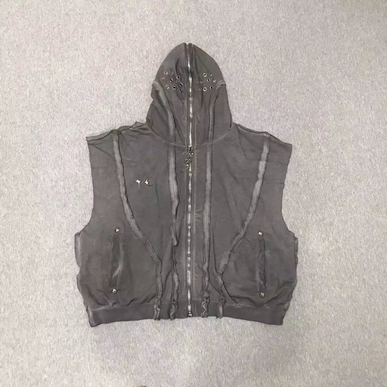 Gray Zip-Up Hooded V