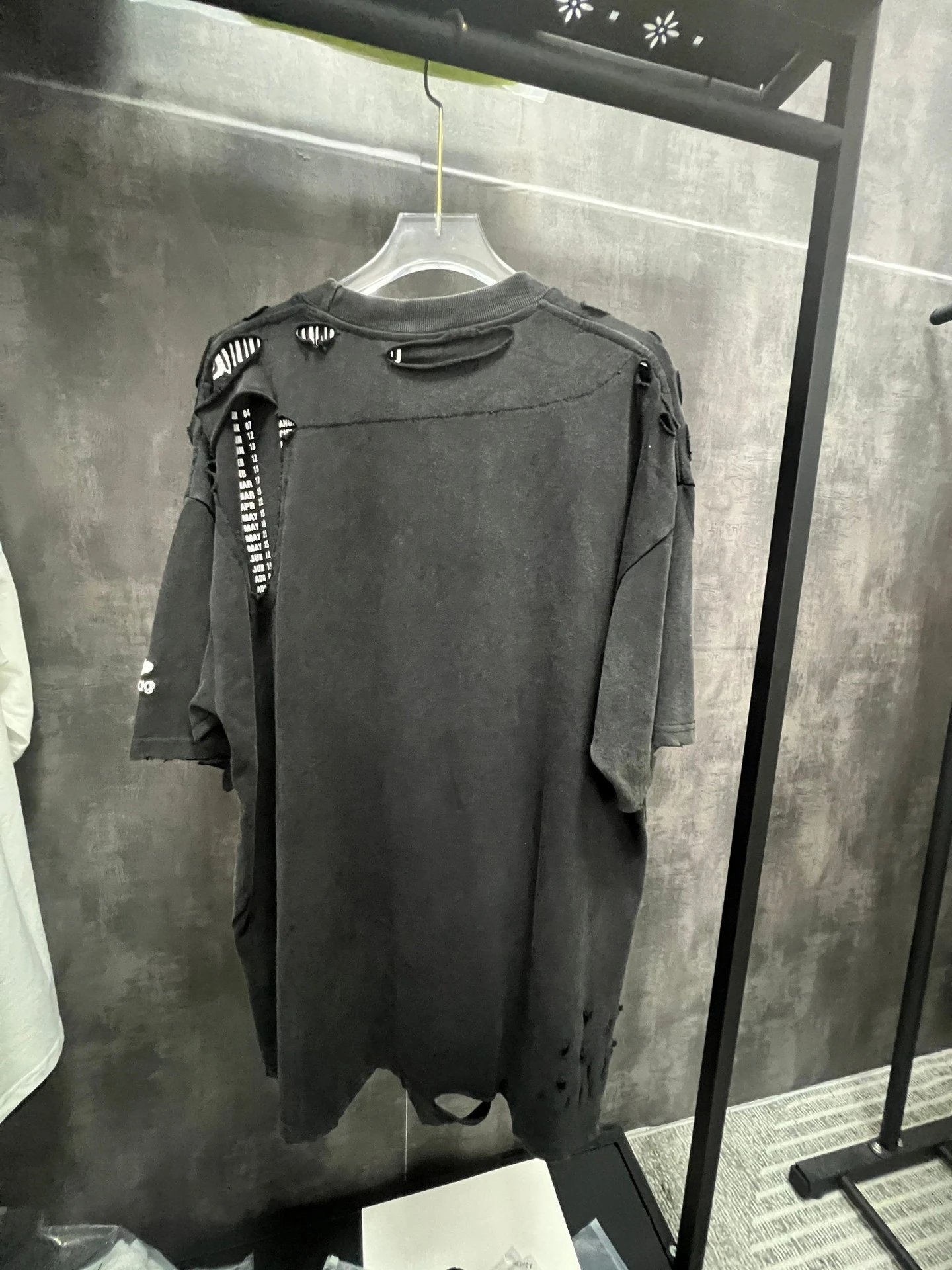 Designer Black Distressed Oversized T-Shirt