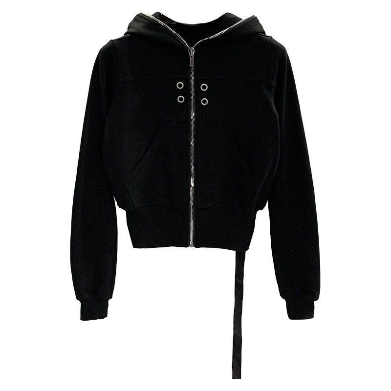 Black Zip-Up Hooded 