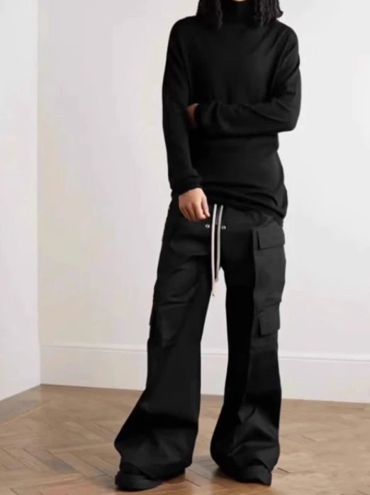 Black Wide-Leg Cargo