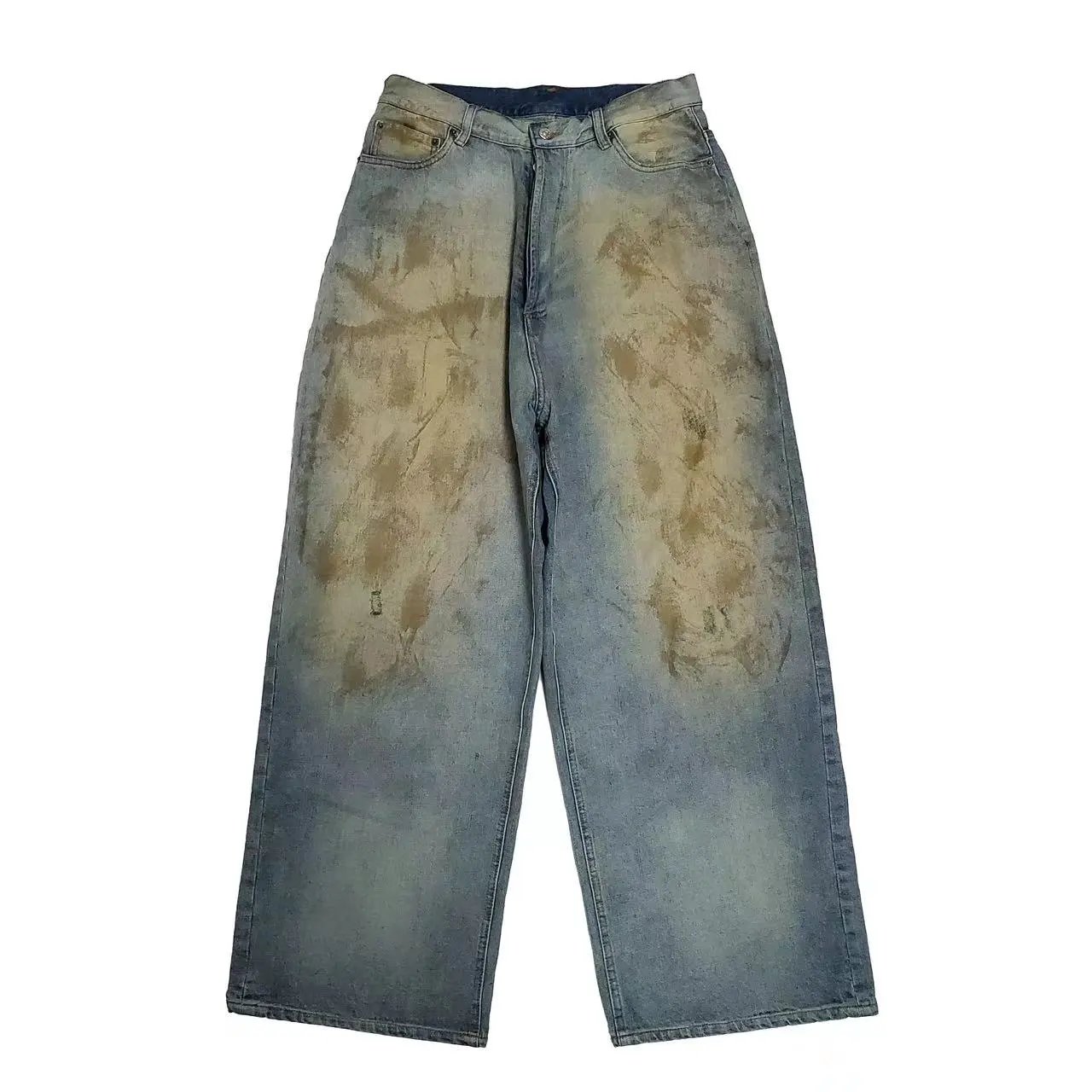 Wide Leg Distressed Denim Jeans
