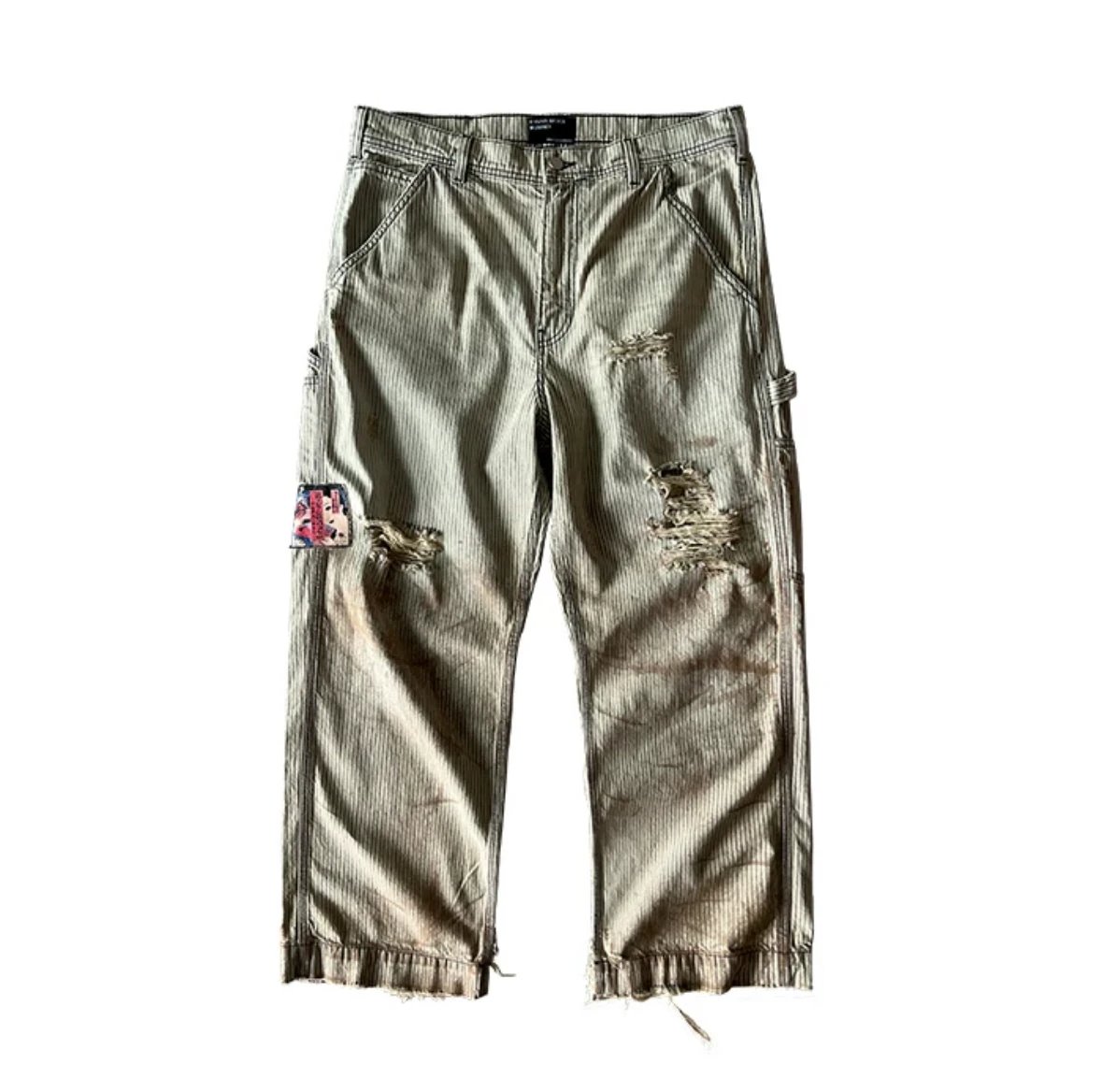 Distressed Carpenter Jeans with Patches