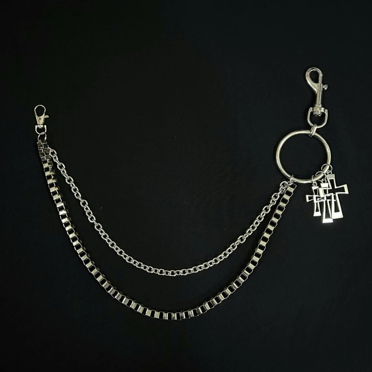 Silver Cross Charm Chain Belt