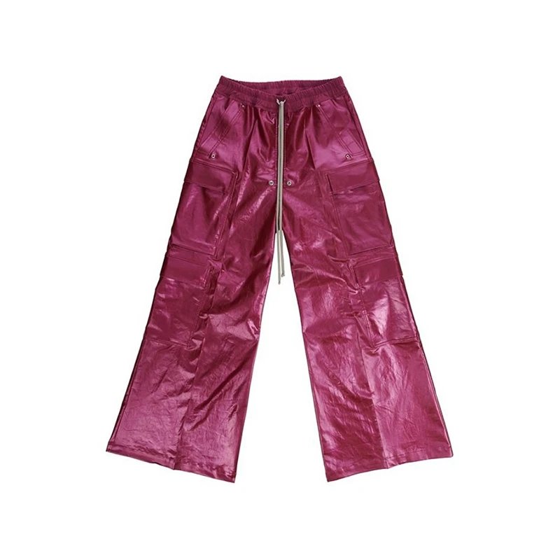 Purple Leather-Like Cargo Pants