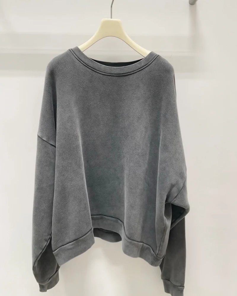 Gray Oversized Crewneck Sweatshirt