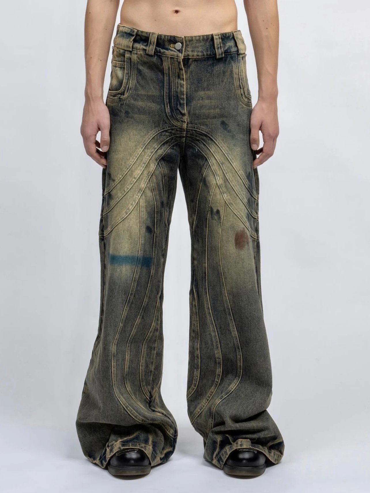 Designer Washed Wide Leg Jeans