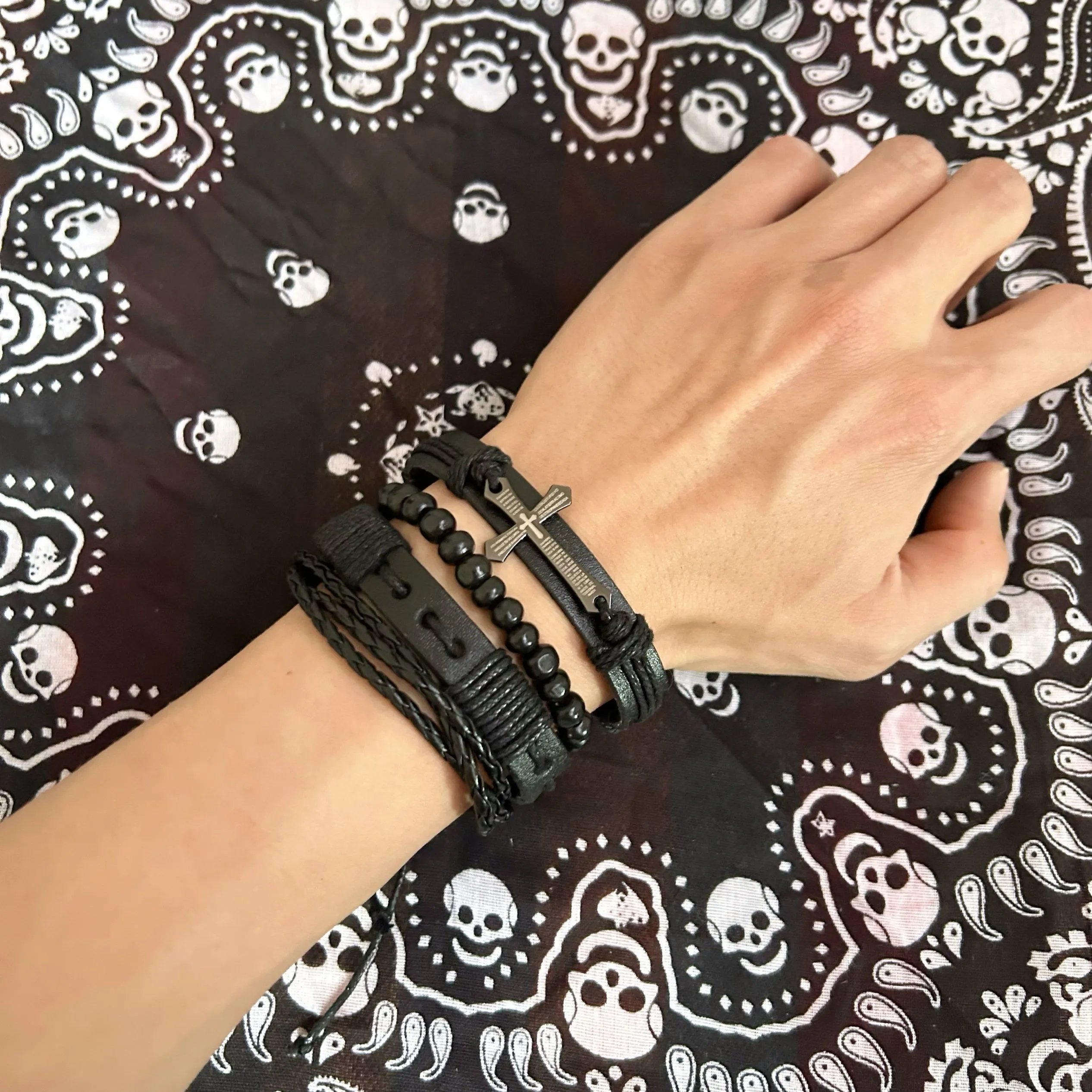 Black Leather Cross 
