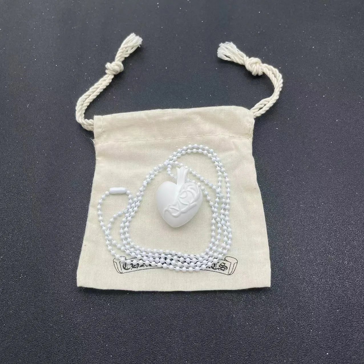 White Heart Necklace