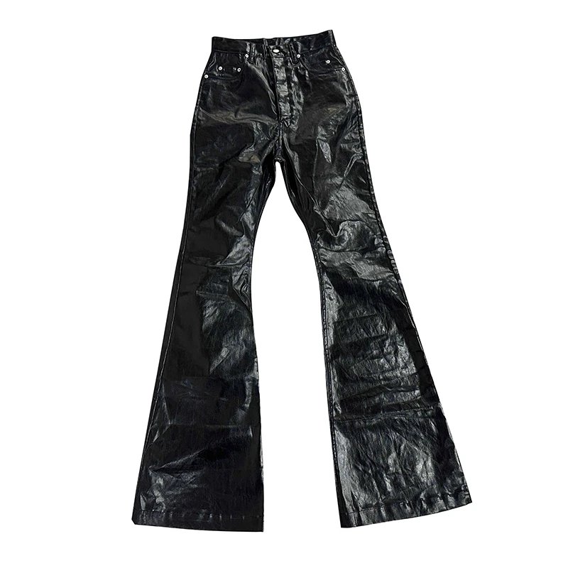 Black Leather Flare Pants