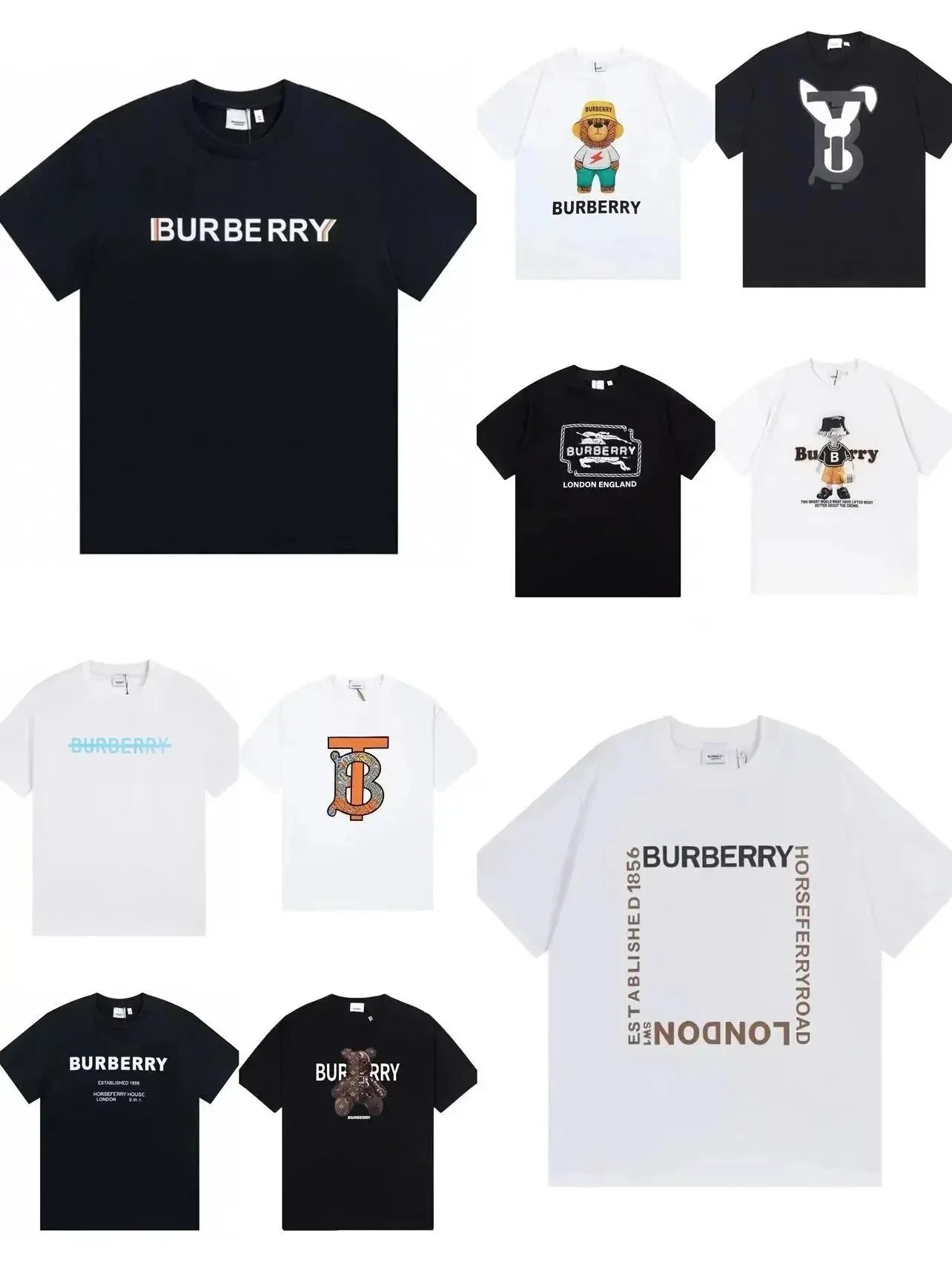 Burberry Black and White Short Sleeve T-Shirts