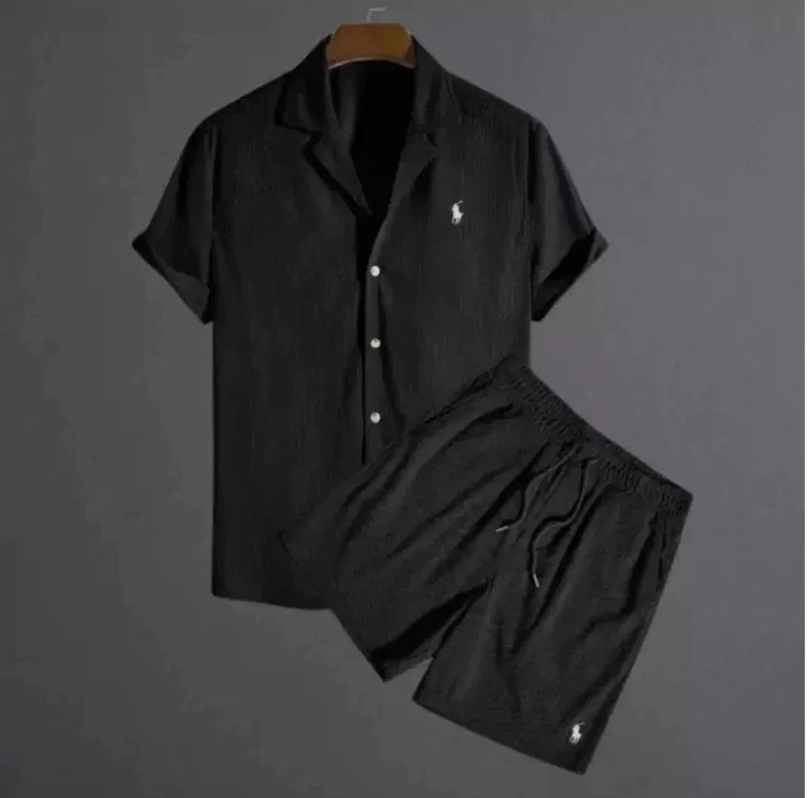Ralph Lauren Black Short Sleeve Shirt and Shorts Set