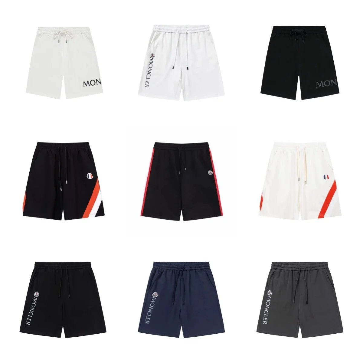 Moncler Black and White Drawstring Shorts