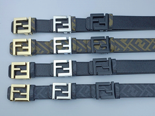 Fendi Black Leather Belt with FF Buckle