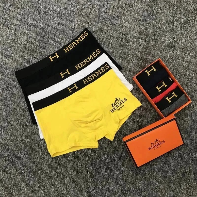 Hermès Yellow Boxer Shorts Set with Packaging