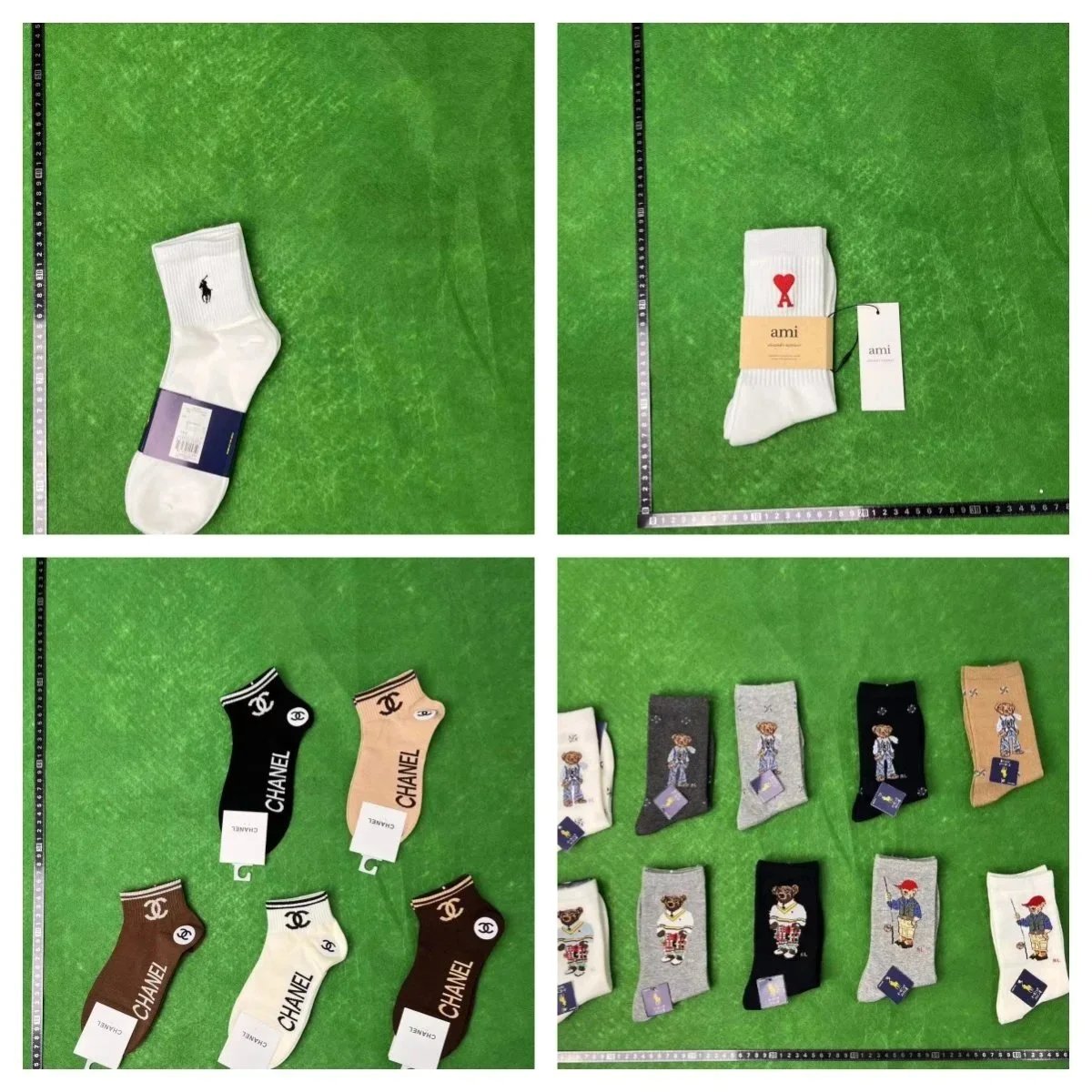 Chanel Black Logo Socks and Polo Ralph Lauren Bear Print Socks Set