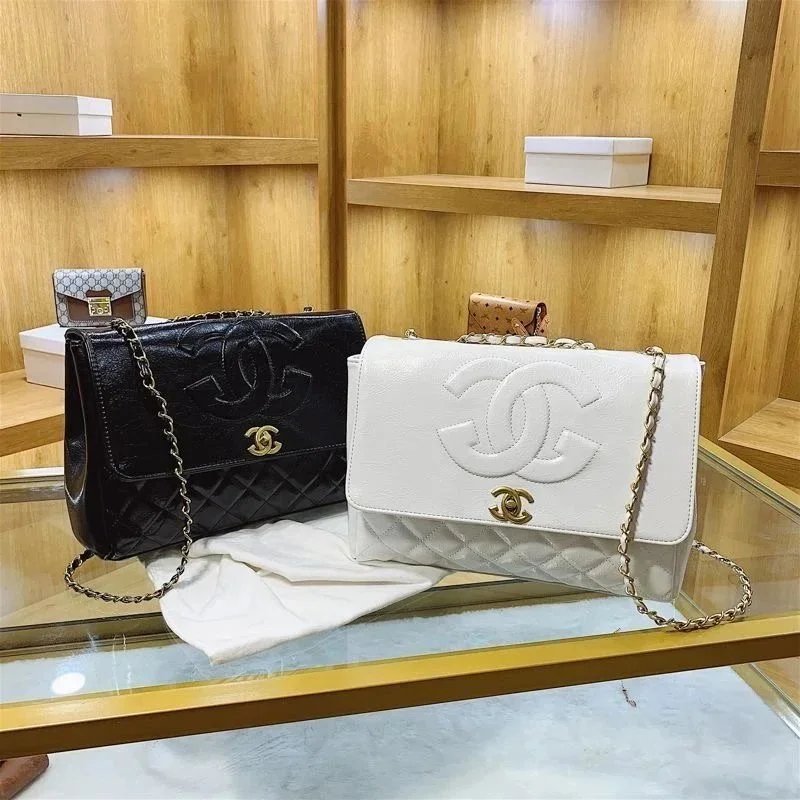 Chanel Black and White Quilted Shoulder Bags