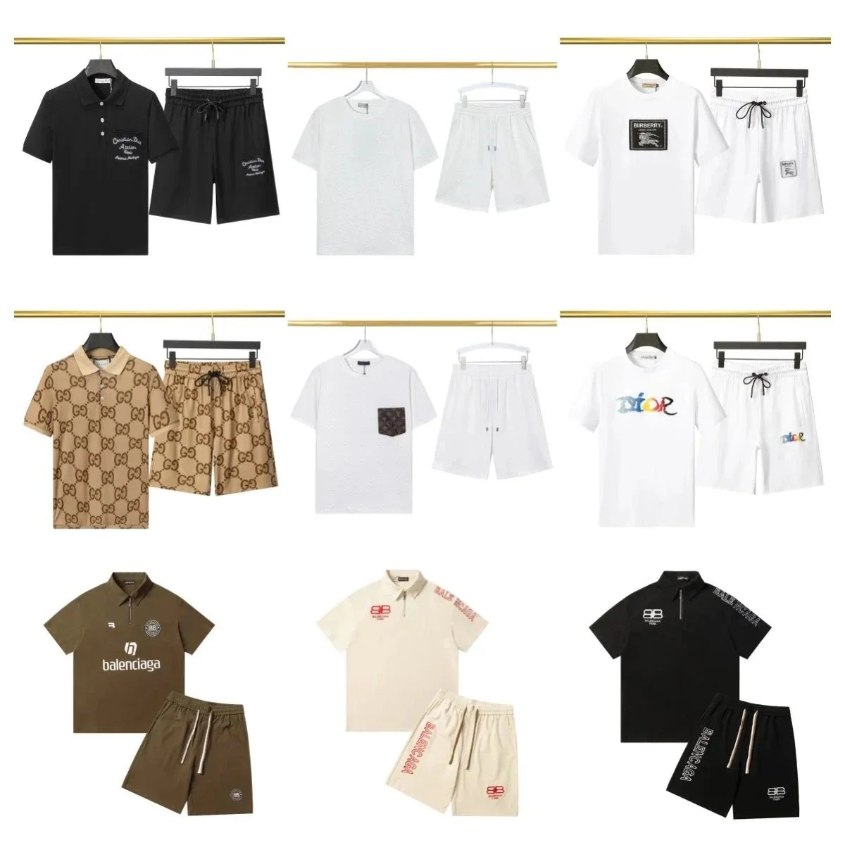 Burberry White Polo and Shorts Set