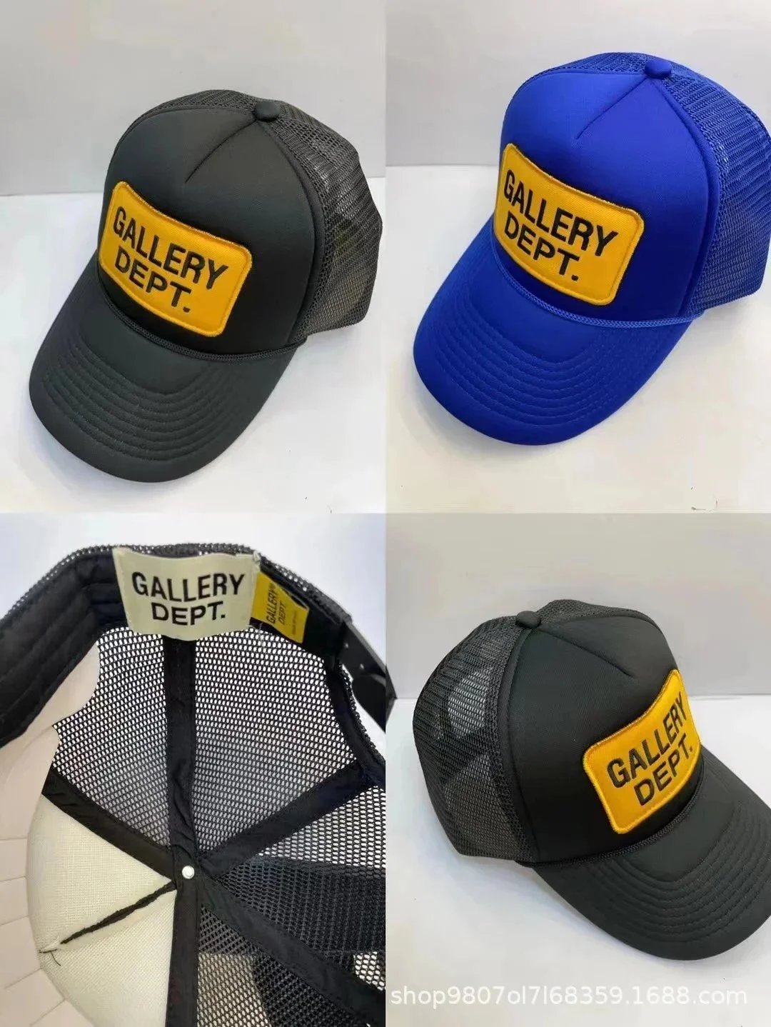 Gallery Dept. Black and Blue Mesh Trucker Hats