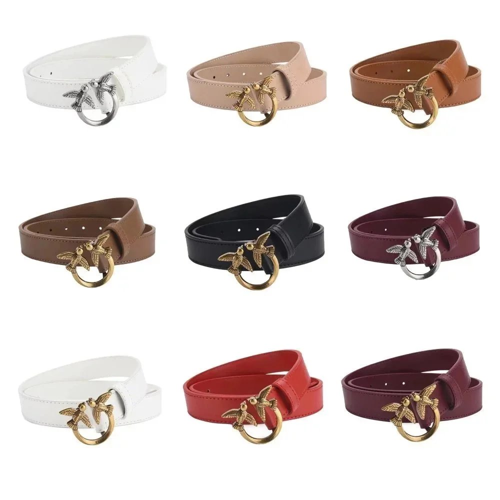 PINKO Leather Belt with Bird Buckle Design