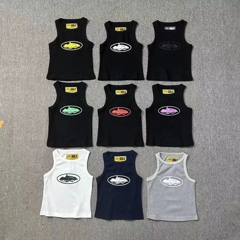 Black White and Grey Tank Tops with Boat Logo