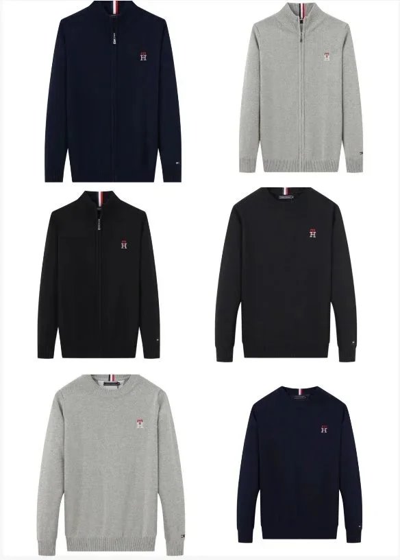 Tommy Hilfiger Navy and Grey Knit Sweaters and Cardigans