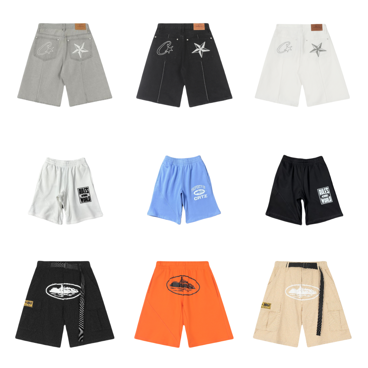 Nine Styles of Short Shorts in Various Colors