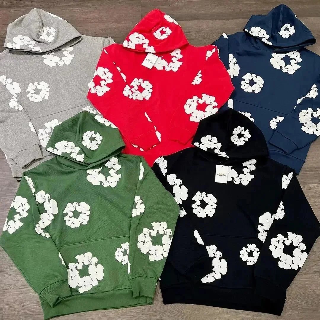 Palace Black Hoodie with White Floral Pattern