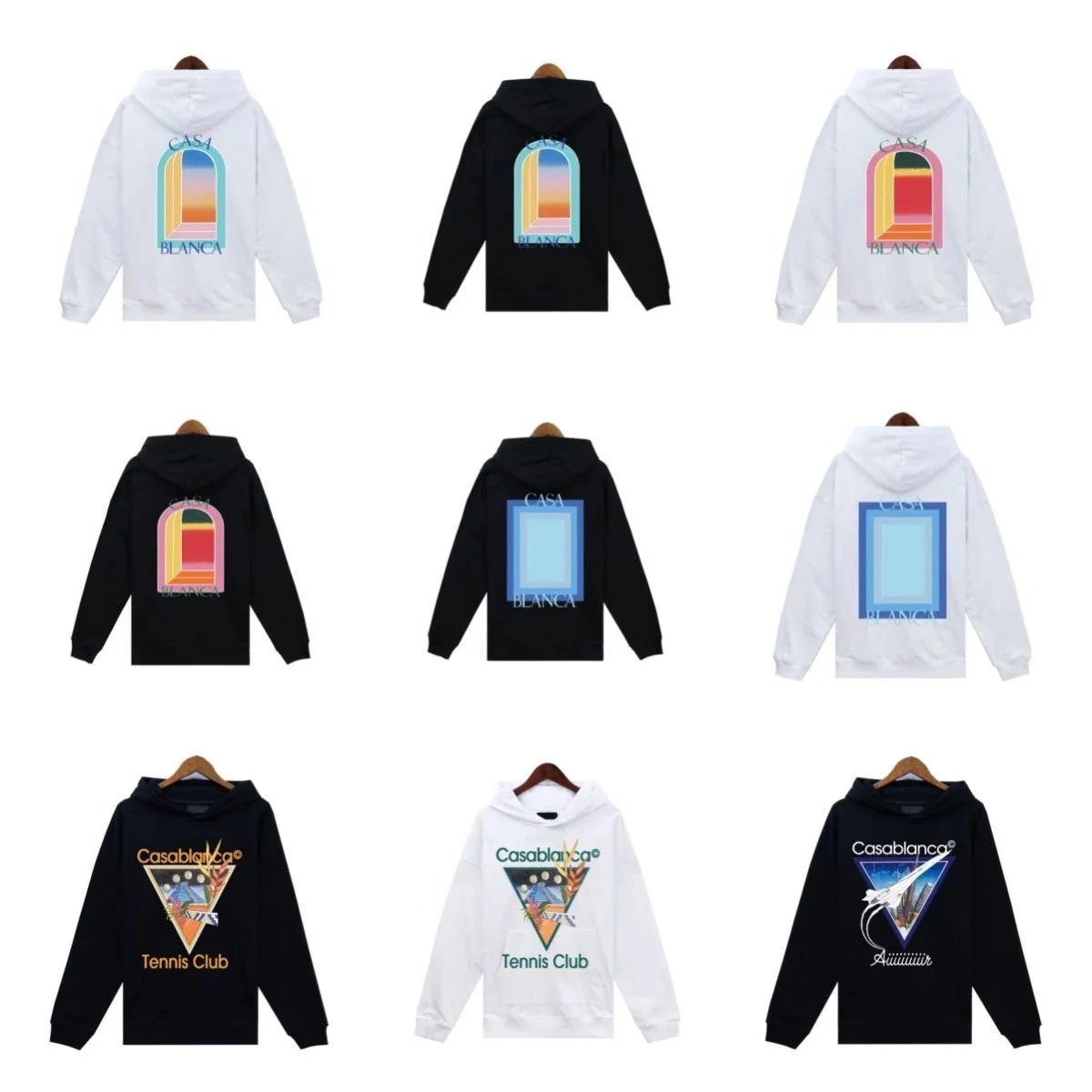 Casablanca Hoodie White/Black with Back Print Design