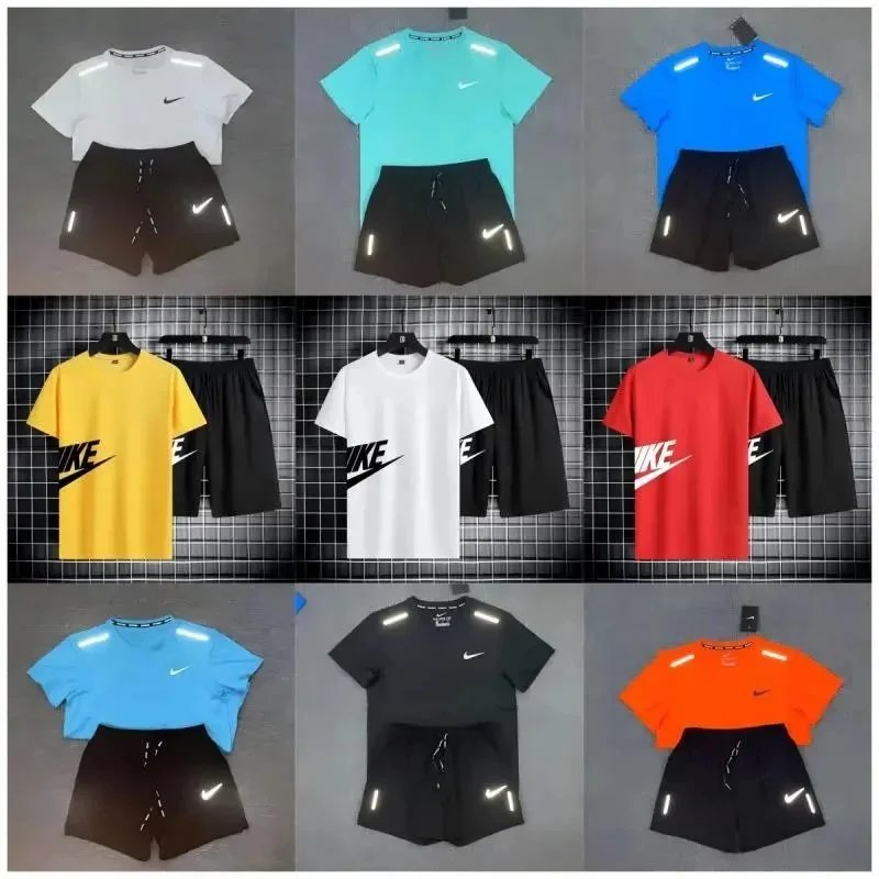 Nike Black and Color Short Sleeve Set