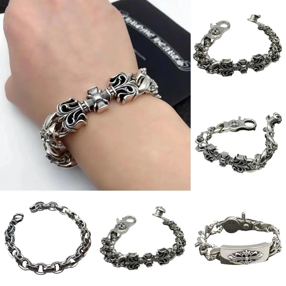 Chrome Hearts Silver Floral Link Bracelet