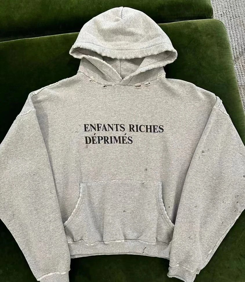 Enfants Riches Déprimés Grey Distressed Hoodie