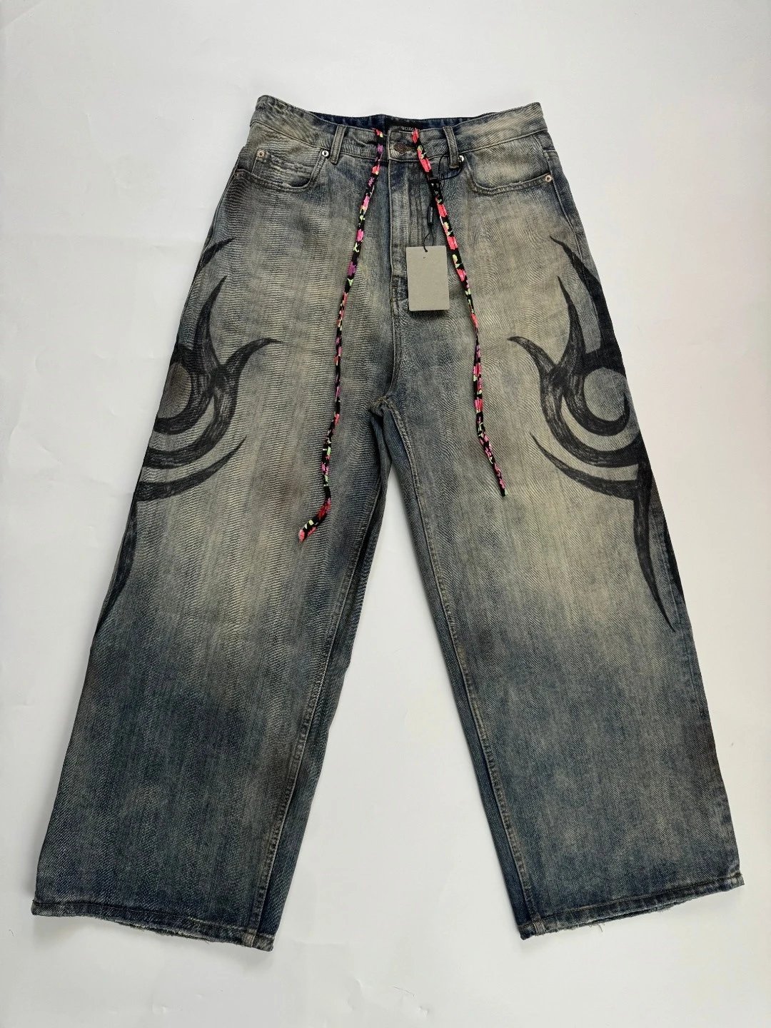Designer Washed Wide Leg Jeans