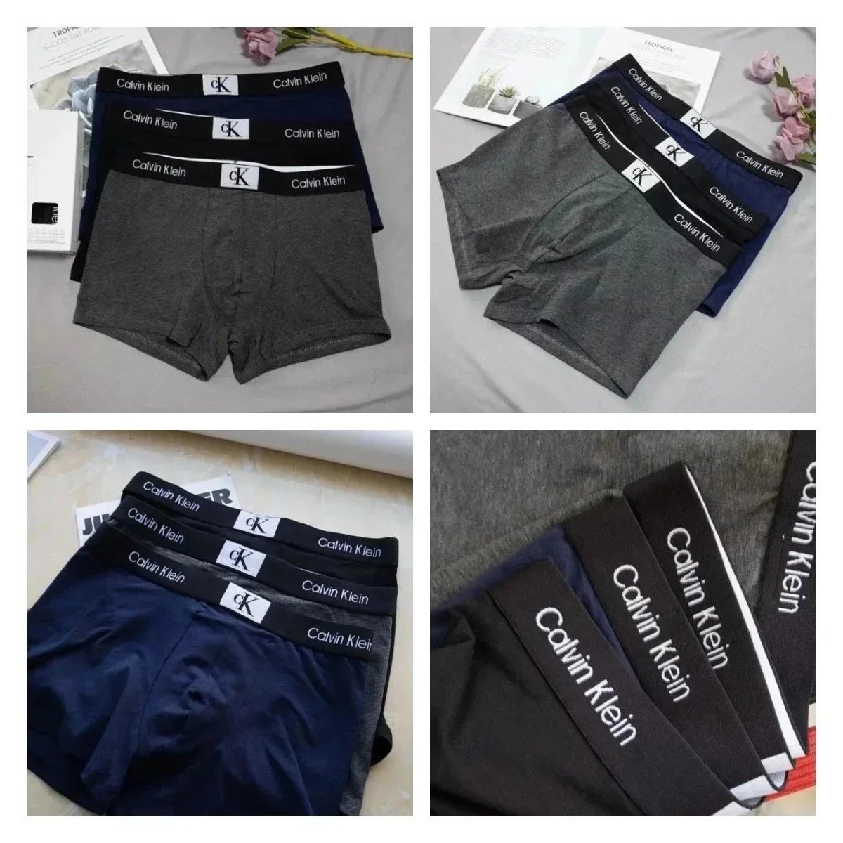 Calvin Klein Grey and Navy Boxer Shorts Set