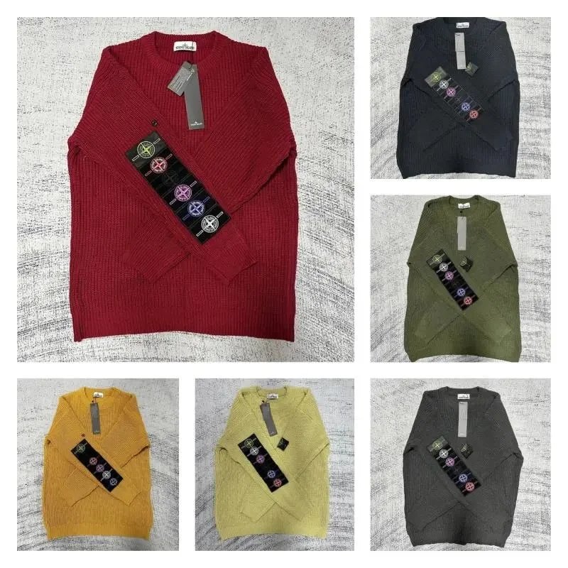 Stone Island Red Ribbed Knit Sweater