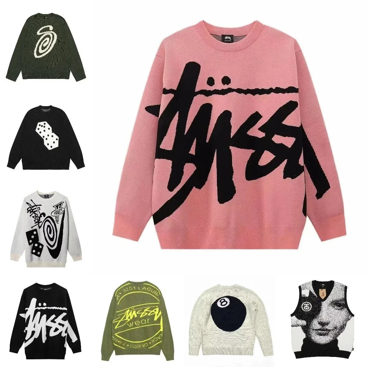 Stussy Pink Crewneck Sweater