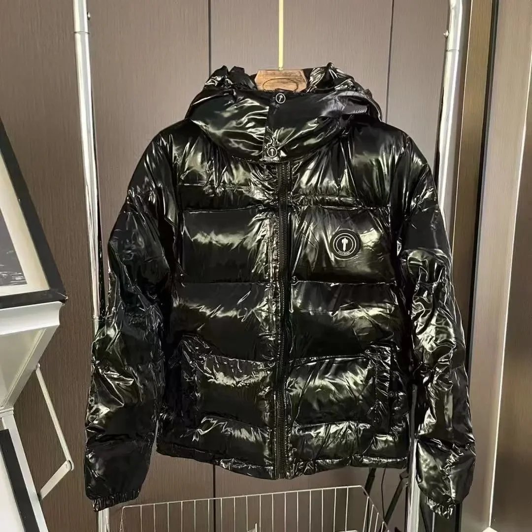 Black Shiny Hooded Puffer Jacket