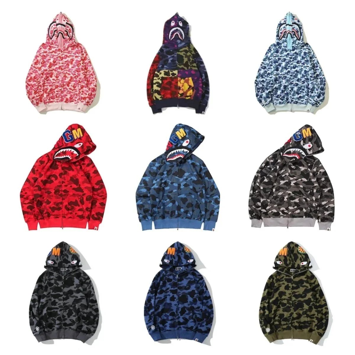 A Bathing Ape Camo Shark Hoodie