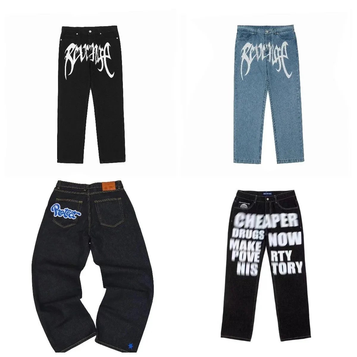 Revenge Brand Denim Jeans with Graphic Prints