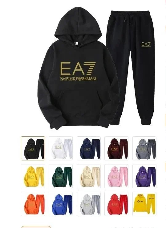 EA7 Black Hoodie and Pants Set