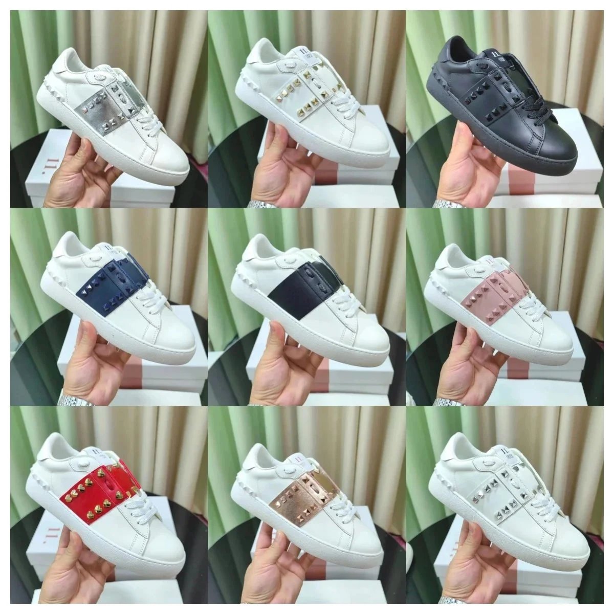 Valentino White Low Top Sneakers with Stud Accents