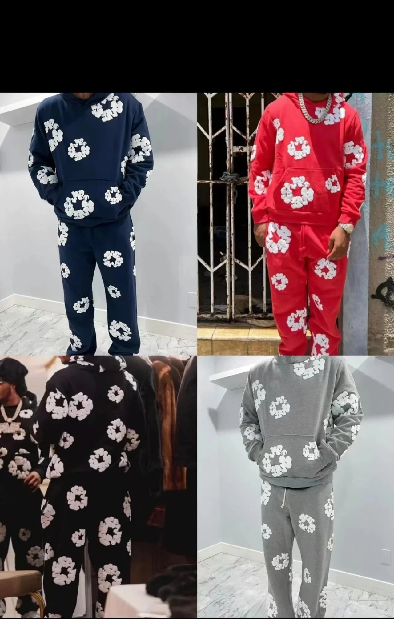 Designer Floral Hoodie and Pants Set