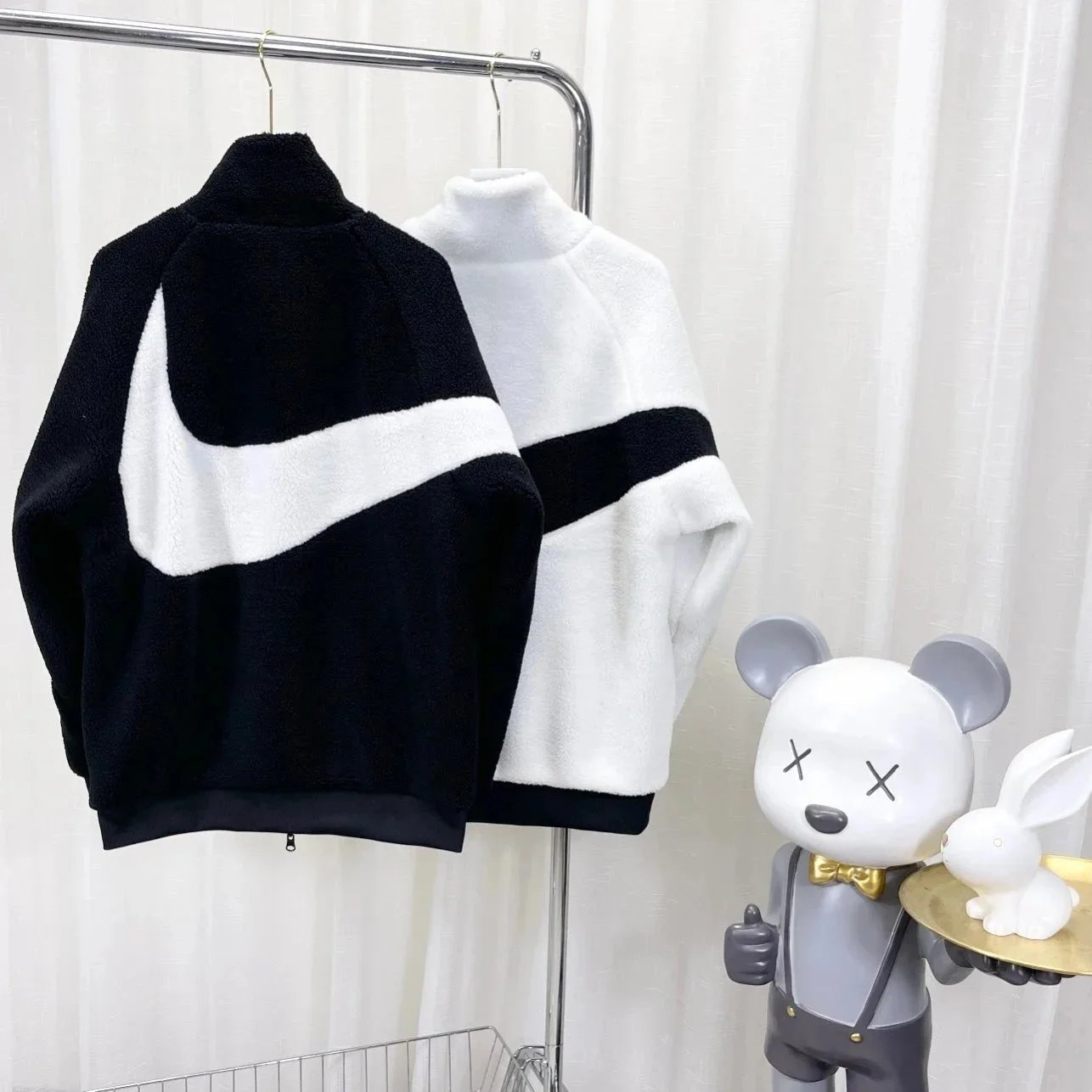Nike Black and White Fleece Jacket