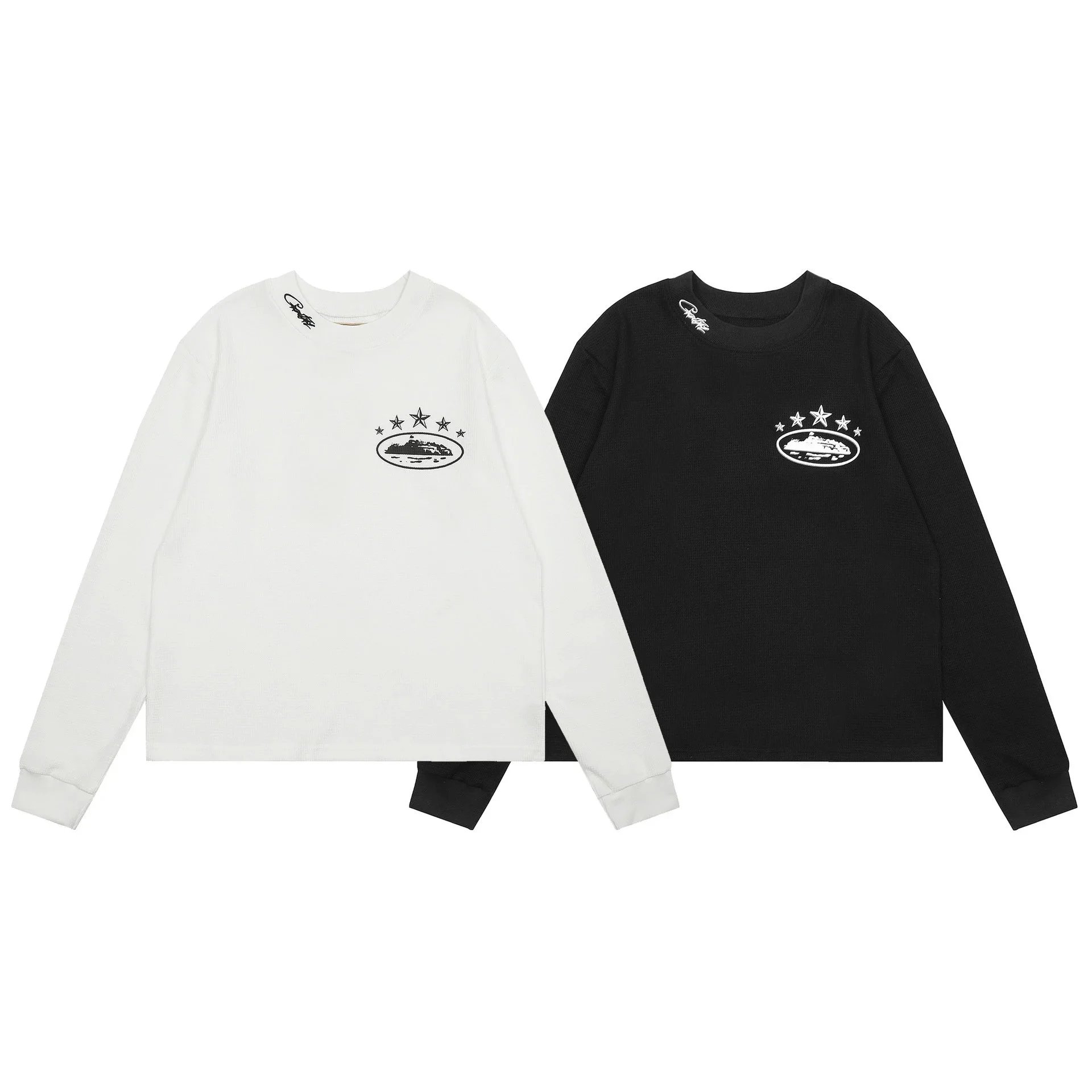 Black and White Long Sleeve Crew Neck T-Shirt