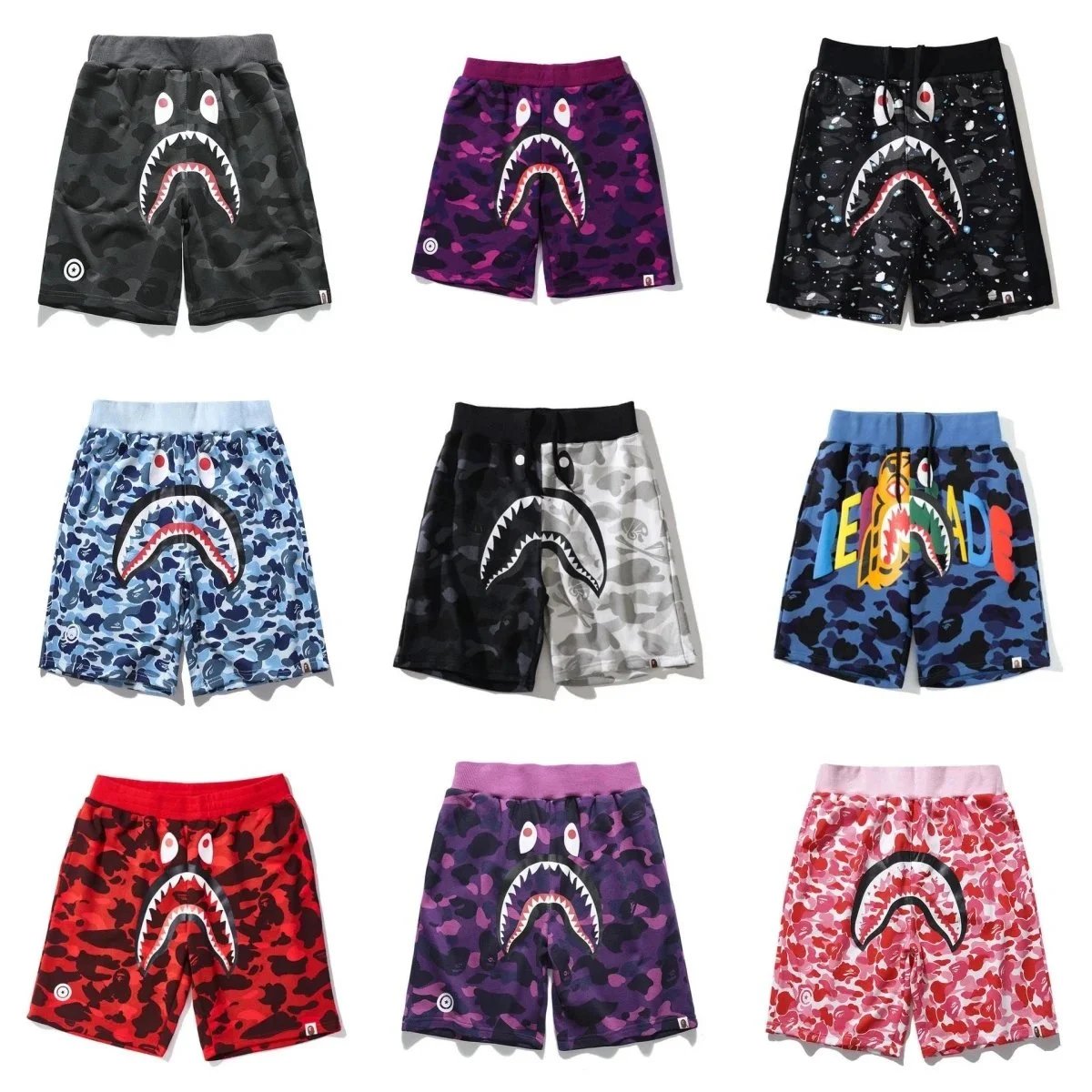 A BATHING APE Camo Shark Shorts