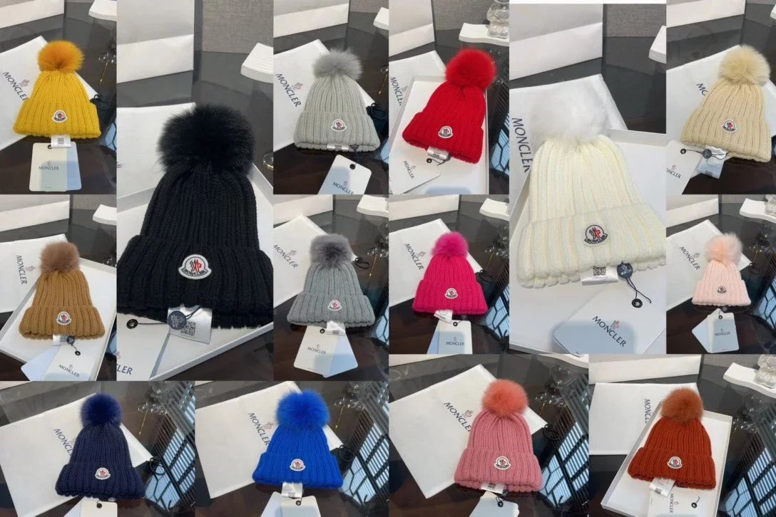 Moncler Color Knit Beanie with Pom-Pom